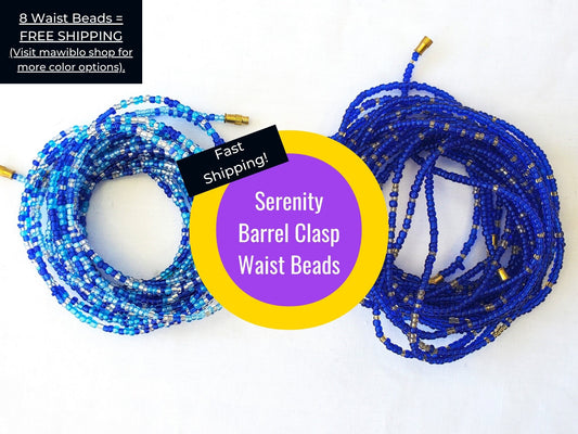 Serenity Blue Barrel Clasp African Waist Beads