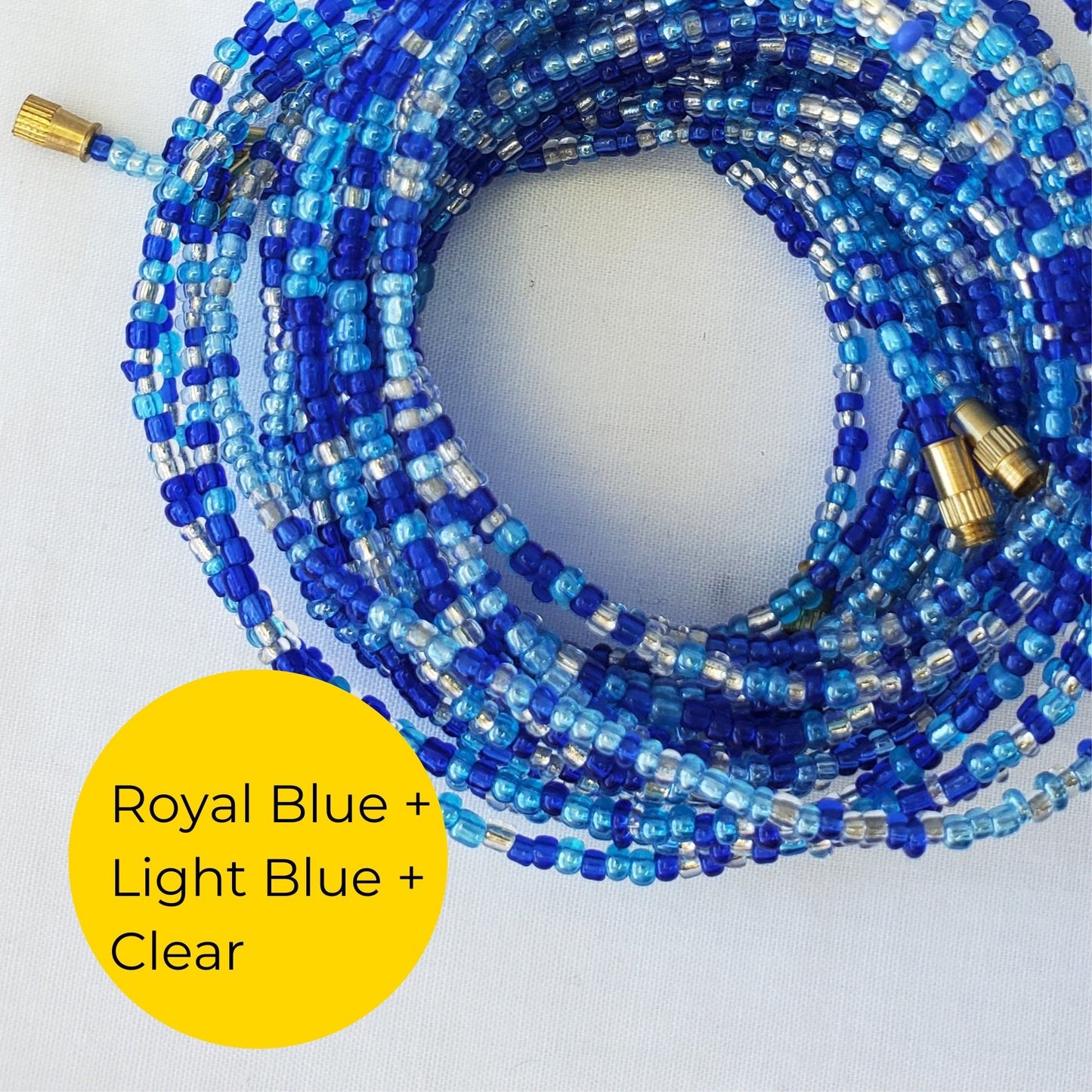 Serenity Blue Barrel Clasp African Waist Beads