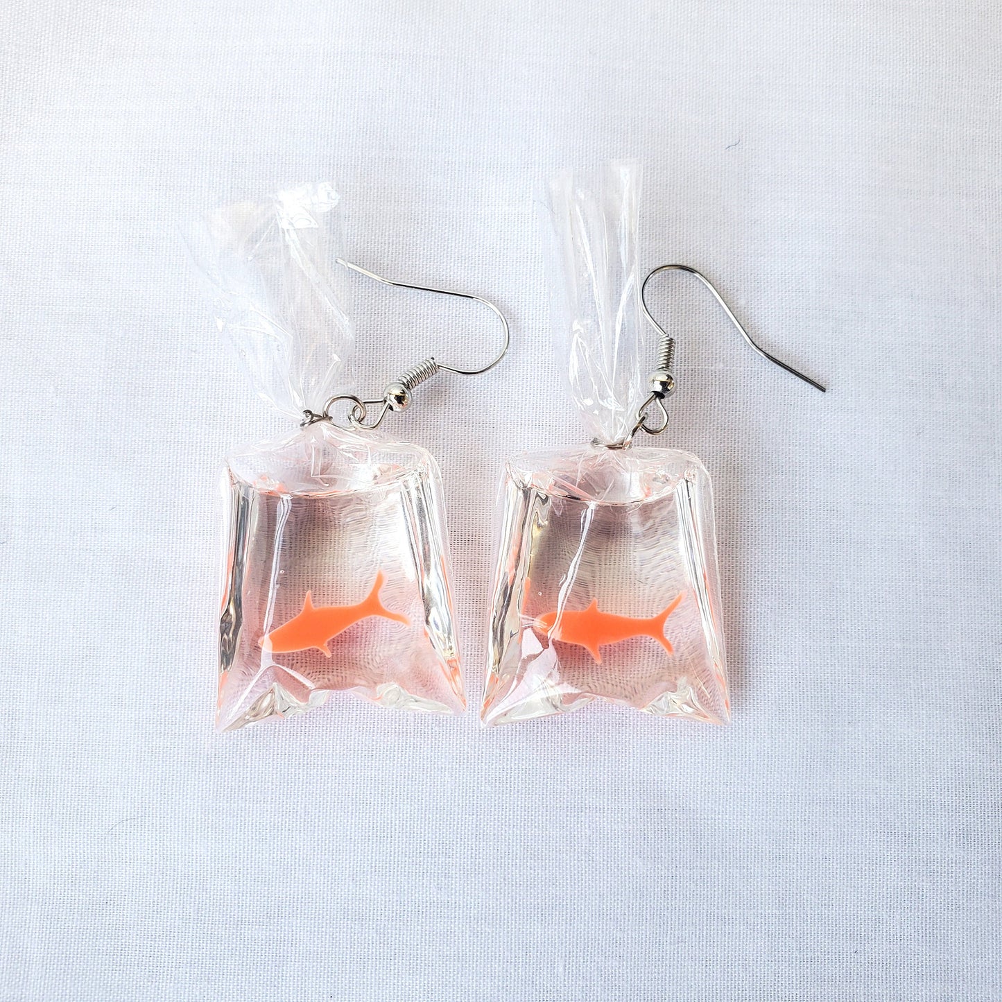 Quirky Goldfish-in-a-Bag Earrings