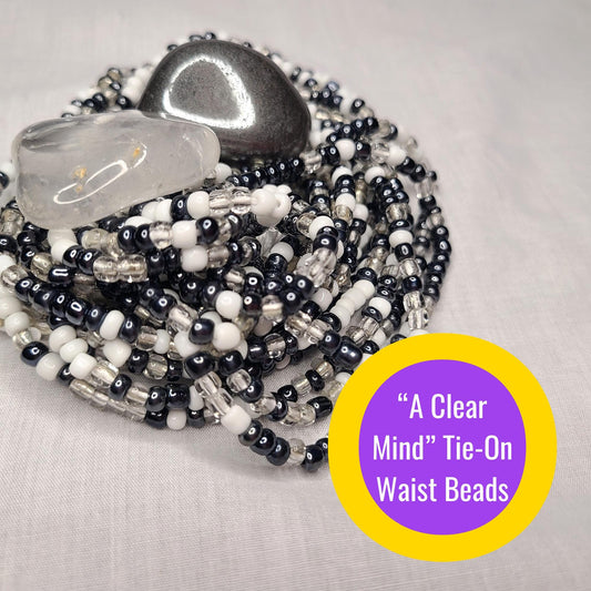 A Clear Mind Tie-On Waist Beads  Clarity, Reflection & Inner Peace