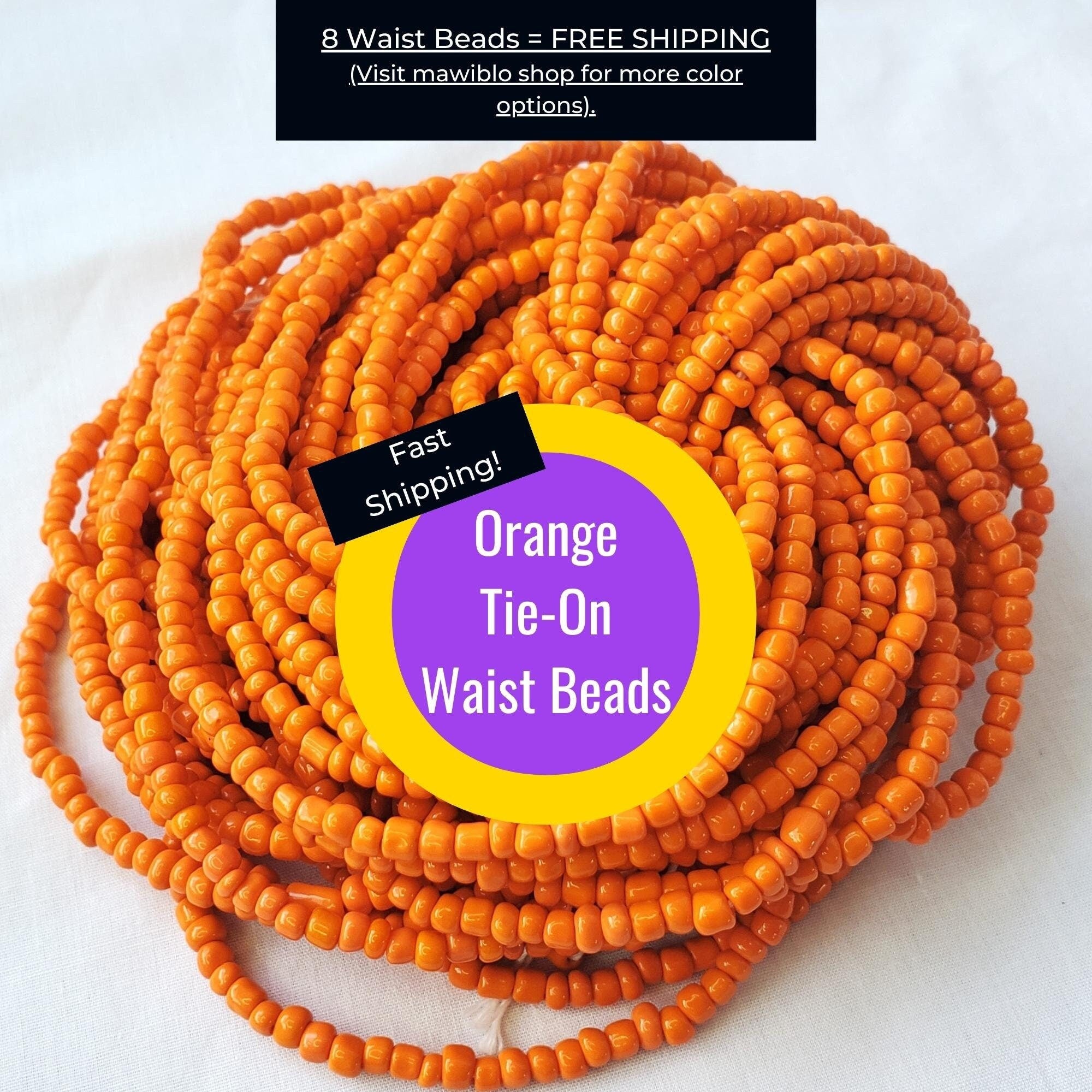 Orange Waist Beads mawiblo