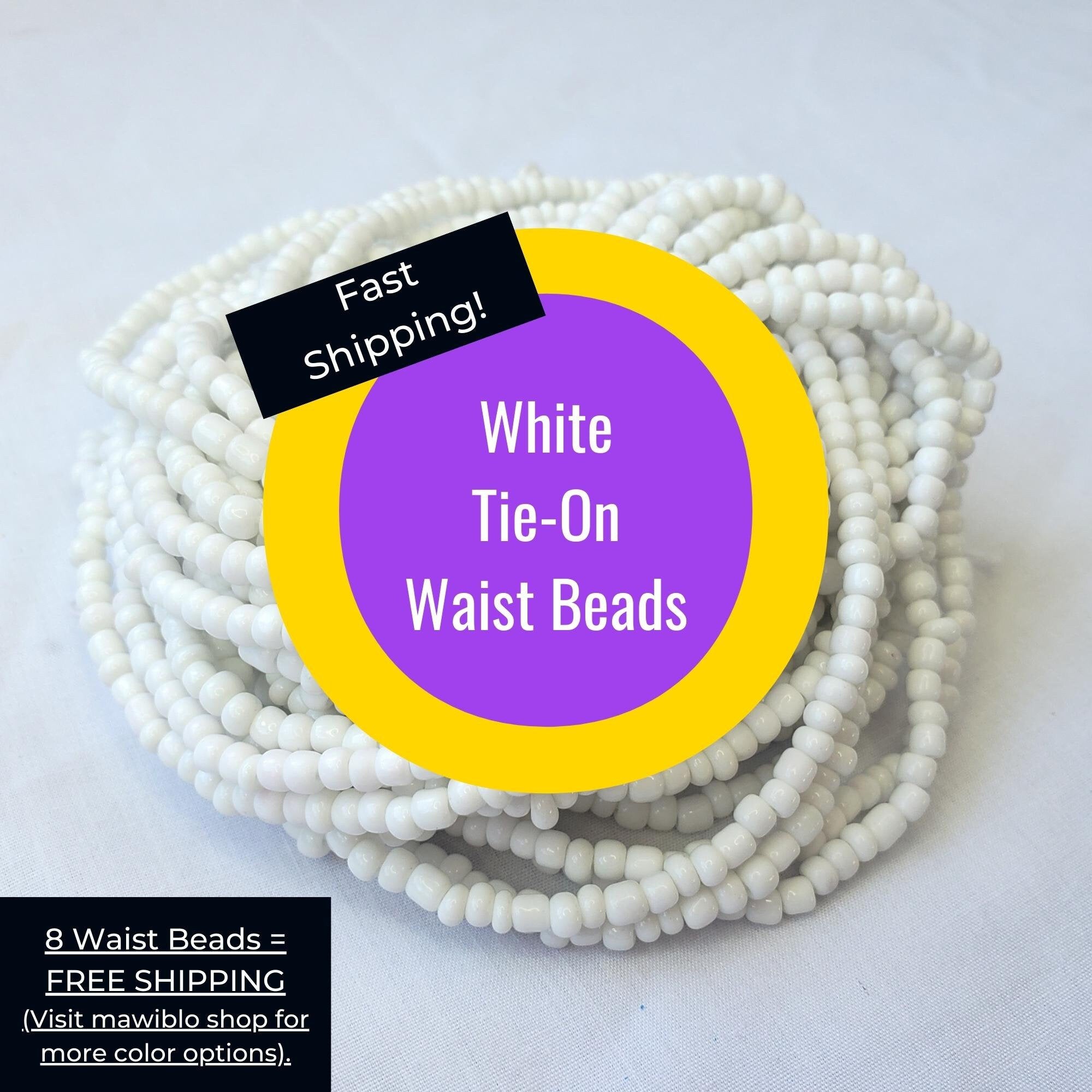 White Waist Beads mawiblo