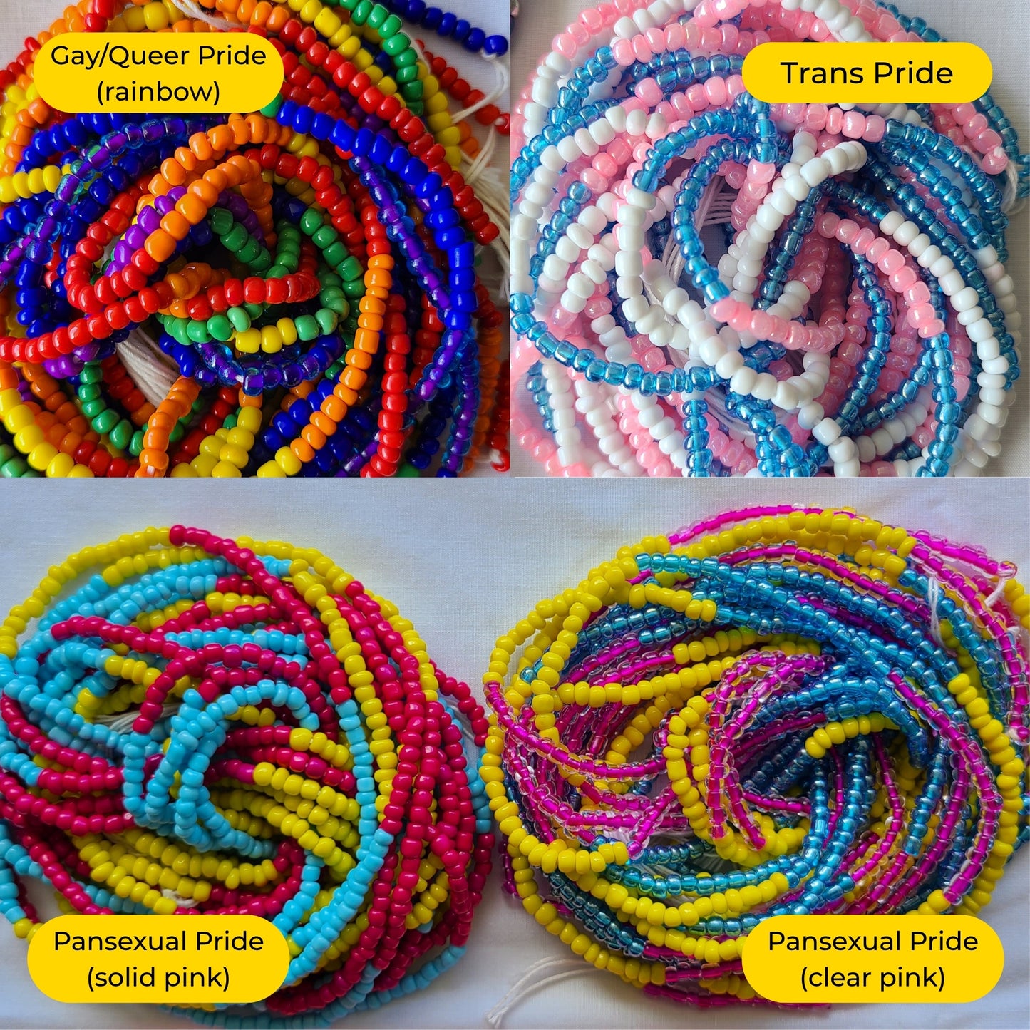 LGBTQIA+ Pride Flag Colors Tie-On African Waist Beads