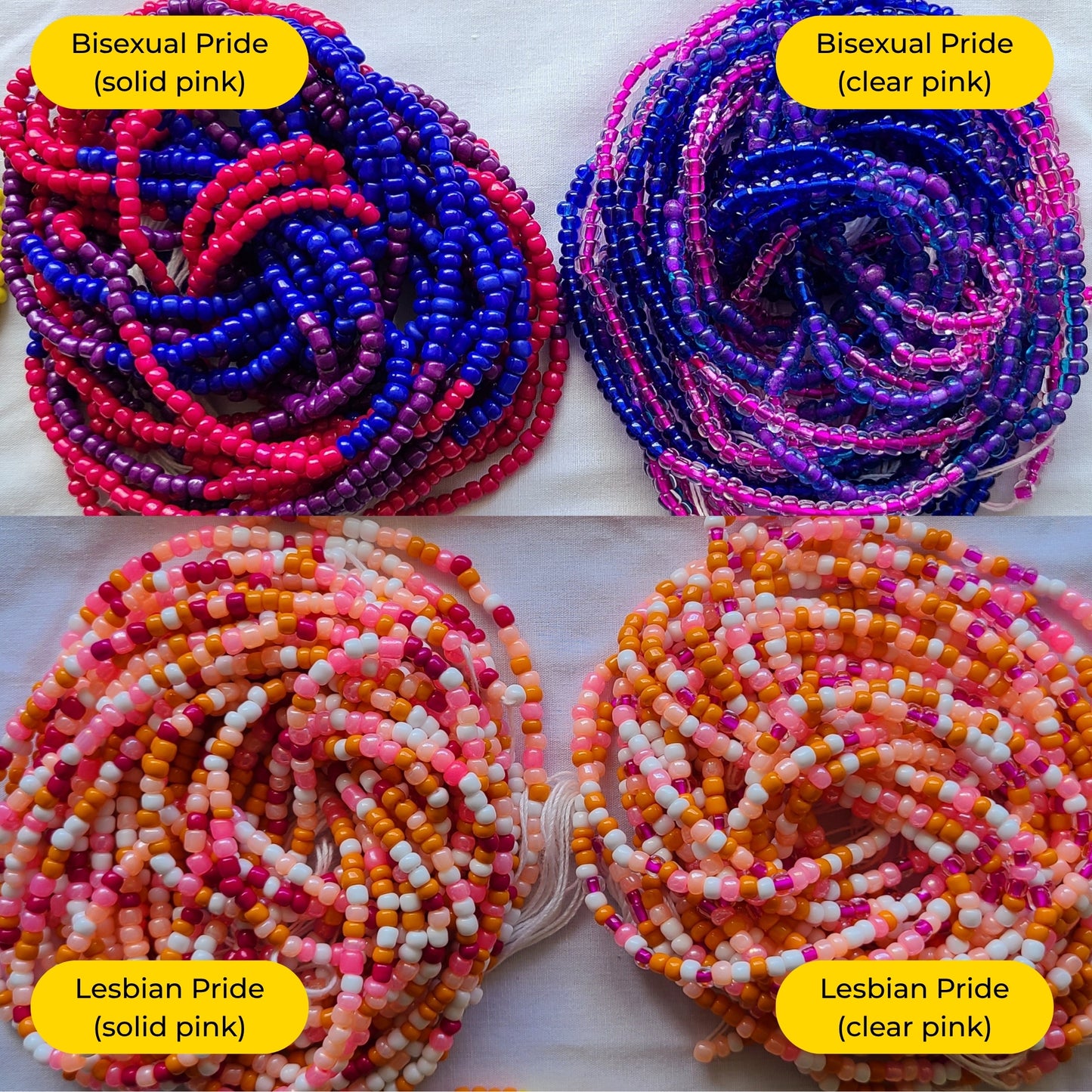 LGBTQIA+ Pride Flag Colors Tie-On African Waist Beads