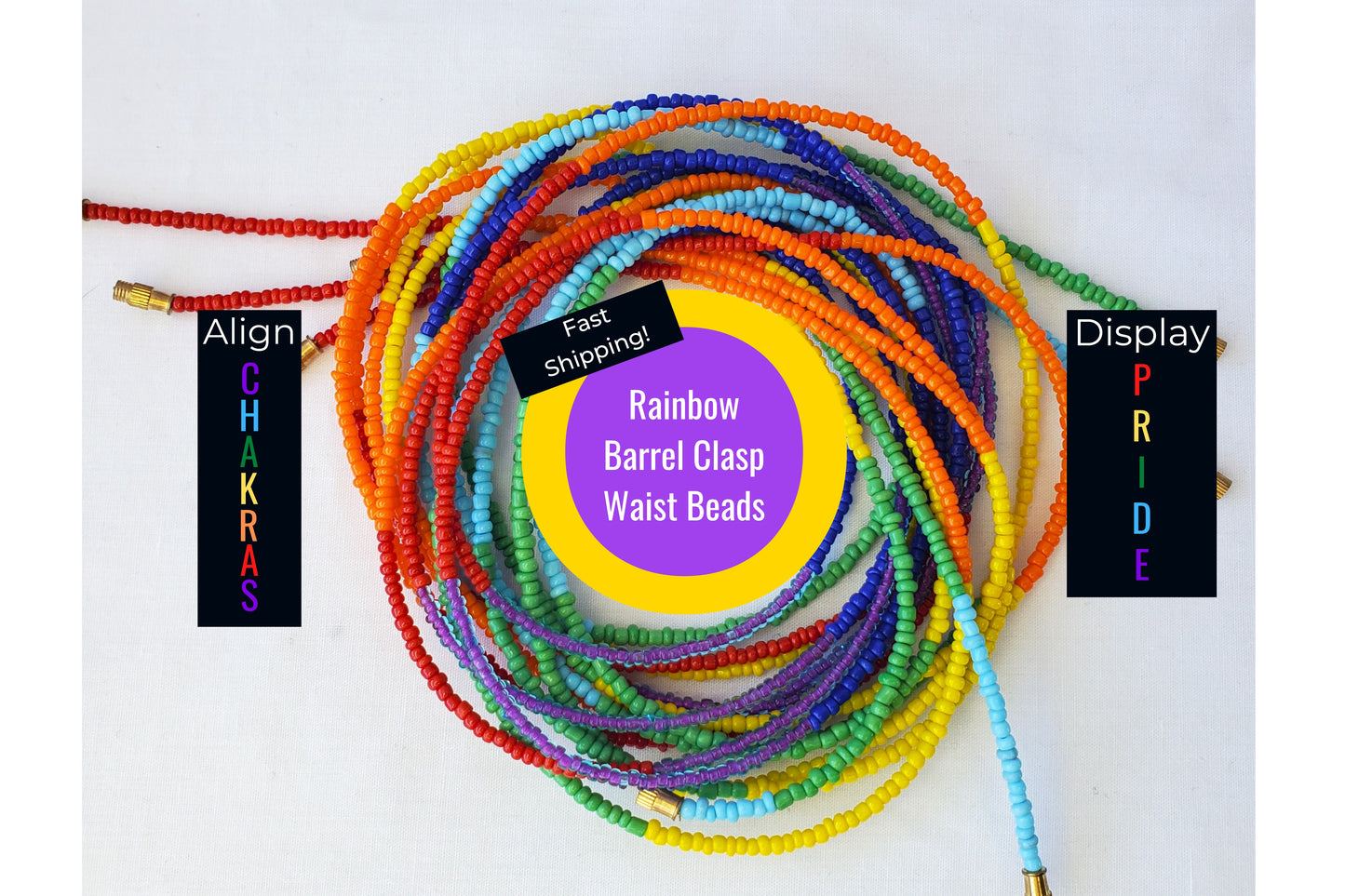 Rainbow Barrel Clasp African Waist Beads