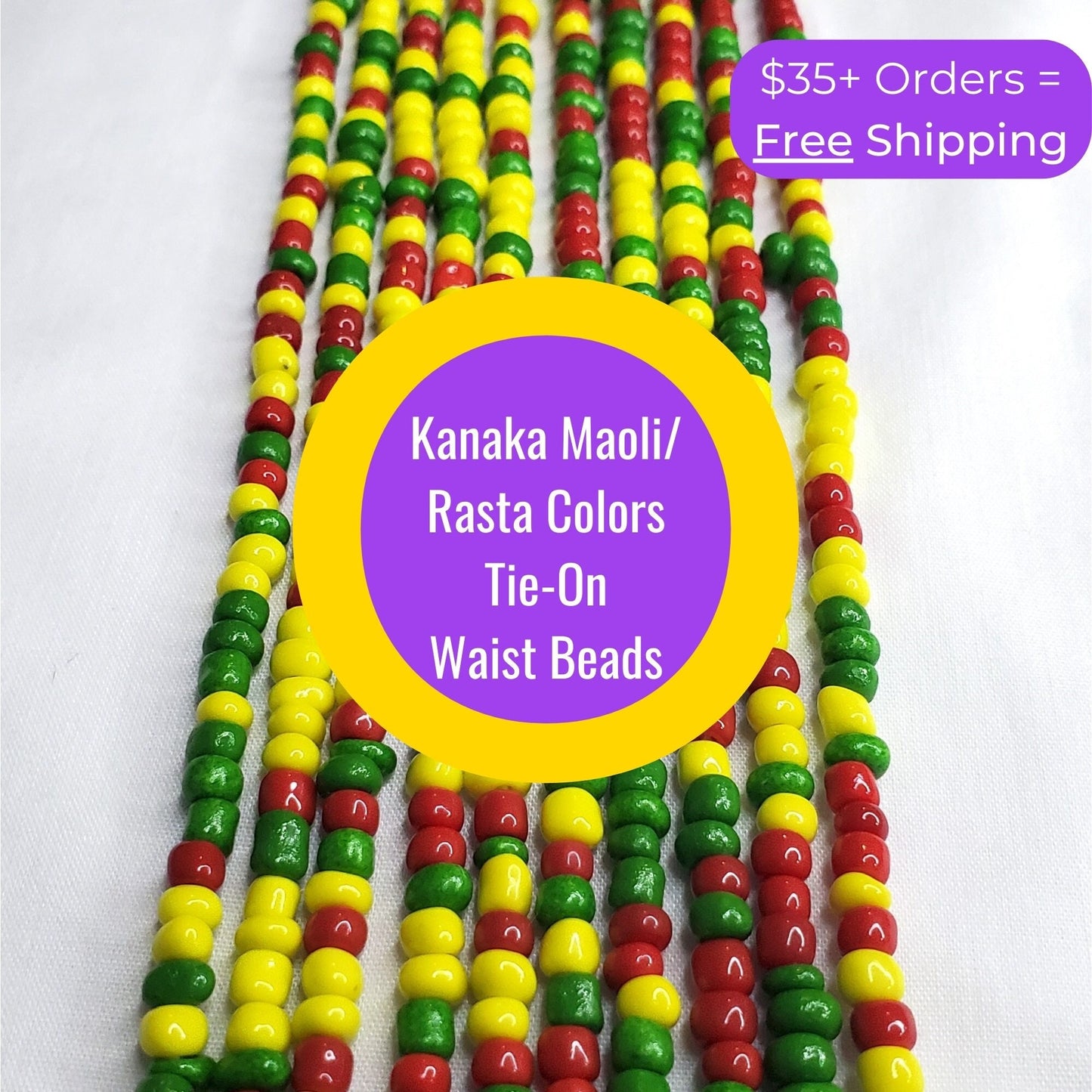 Kanaka Maoli/Rastafarian Tie-On African Waist Beads