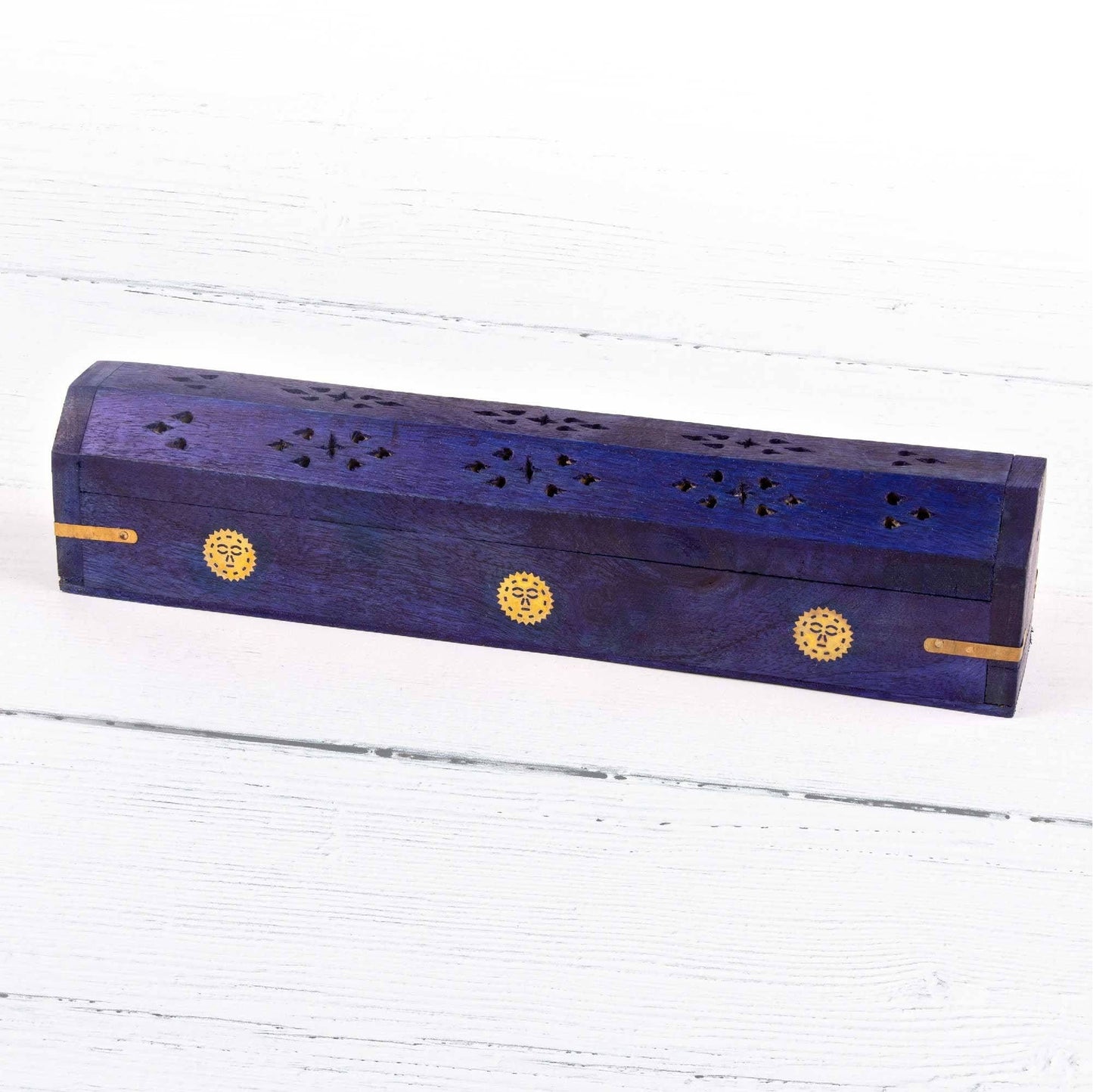 Wooden Incense Boxes (Purple & Brown Floral Carved)