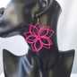 Hot Pink Hollow Flower Dangle Earrings