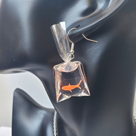 Quirky Goldfish-in-a-Bag Earrings