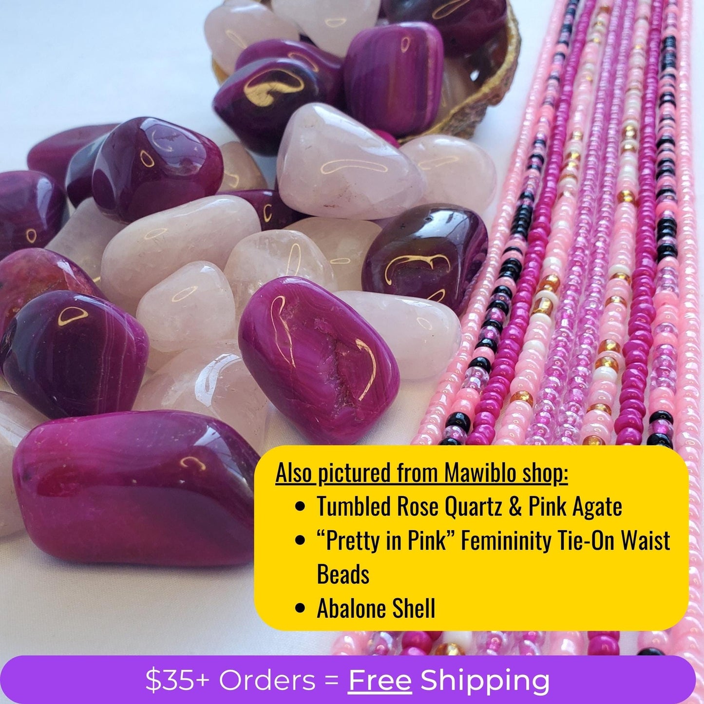 Feminine "Pretty in Pink" Colors Tie-On African Waist Beads