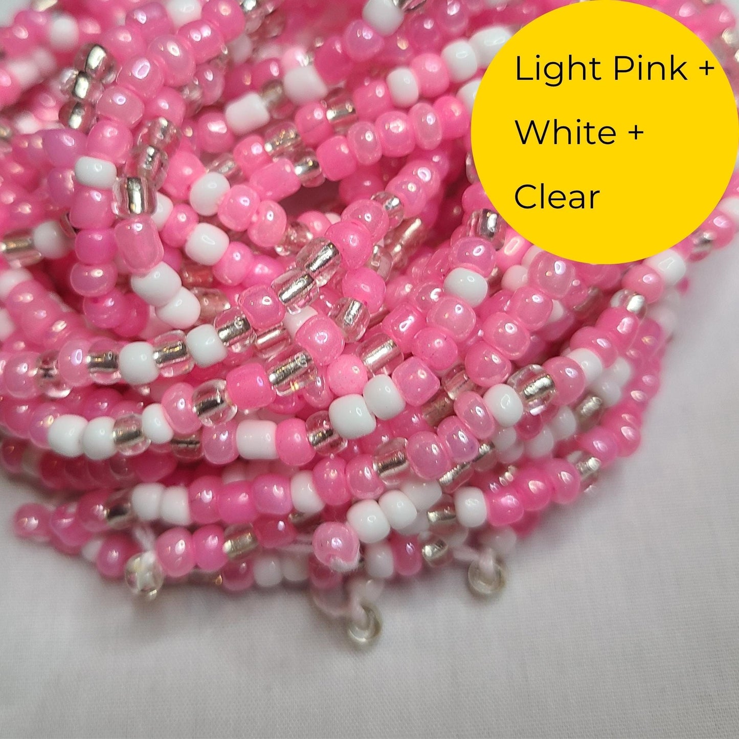 Feminine "Pretty in Pink" Colors Tie-On African Waist Beads