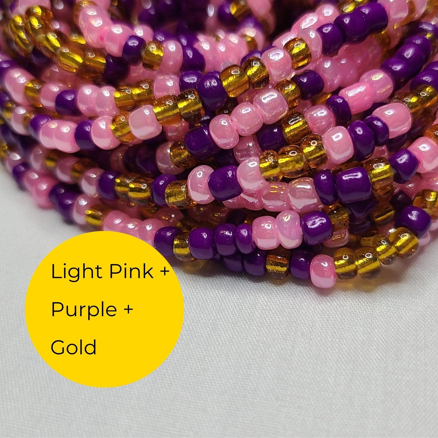 Feminine "Pretty in Pink" Colors Tie-On African Waist Beads