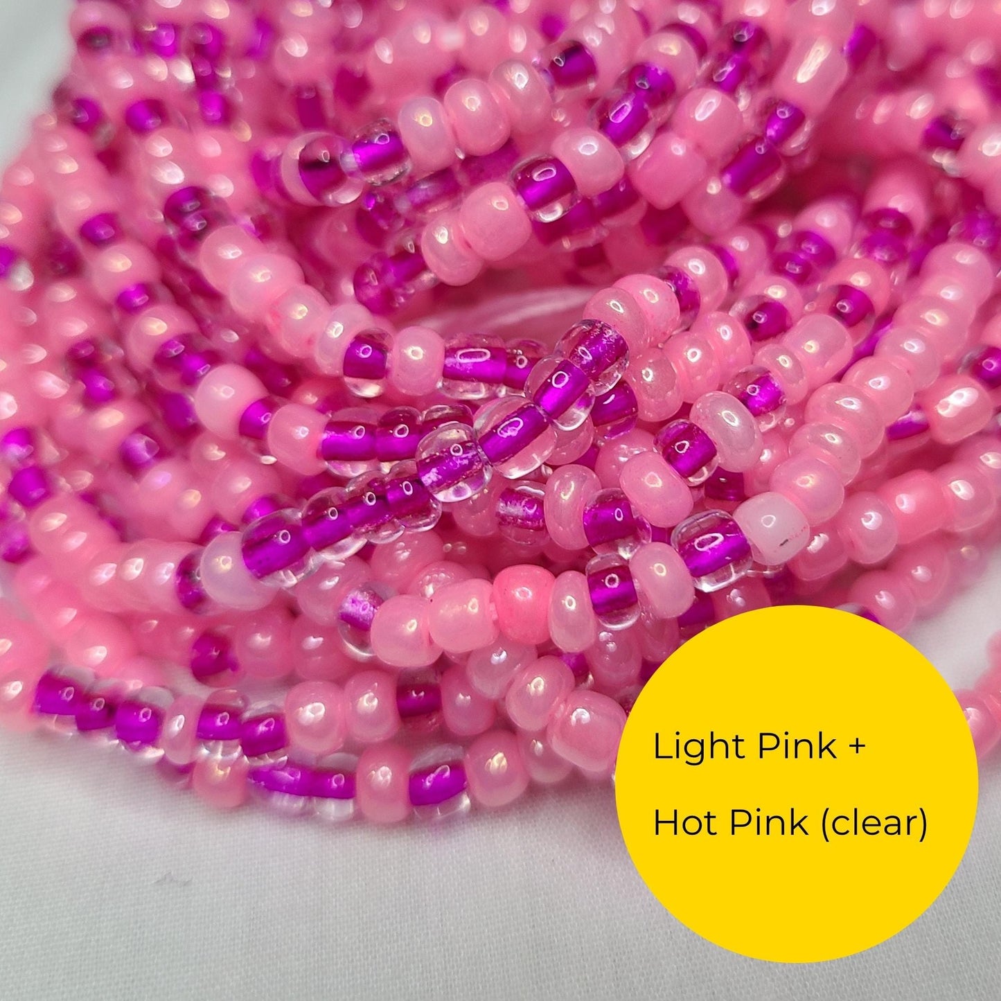 Feminine "Pretty in Pink" Colors Tie-On African Waist Beads