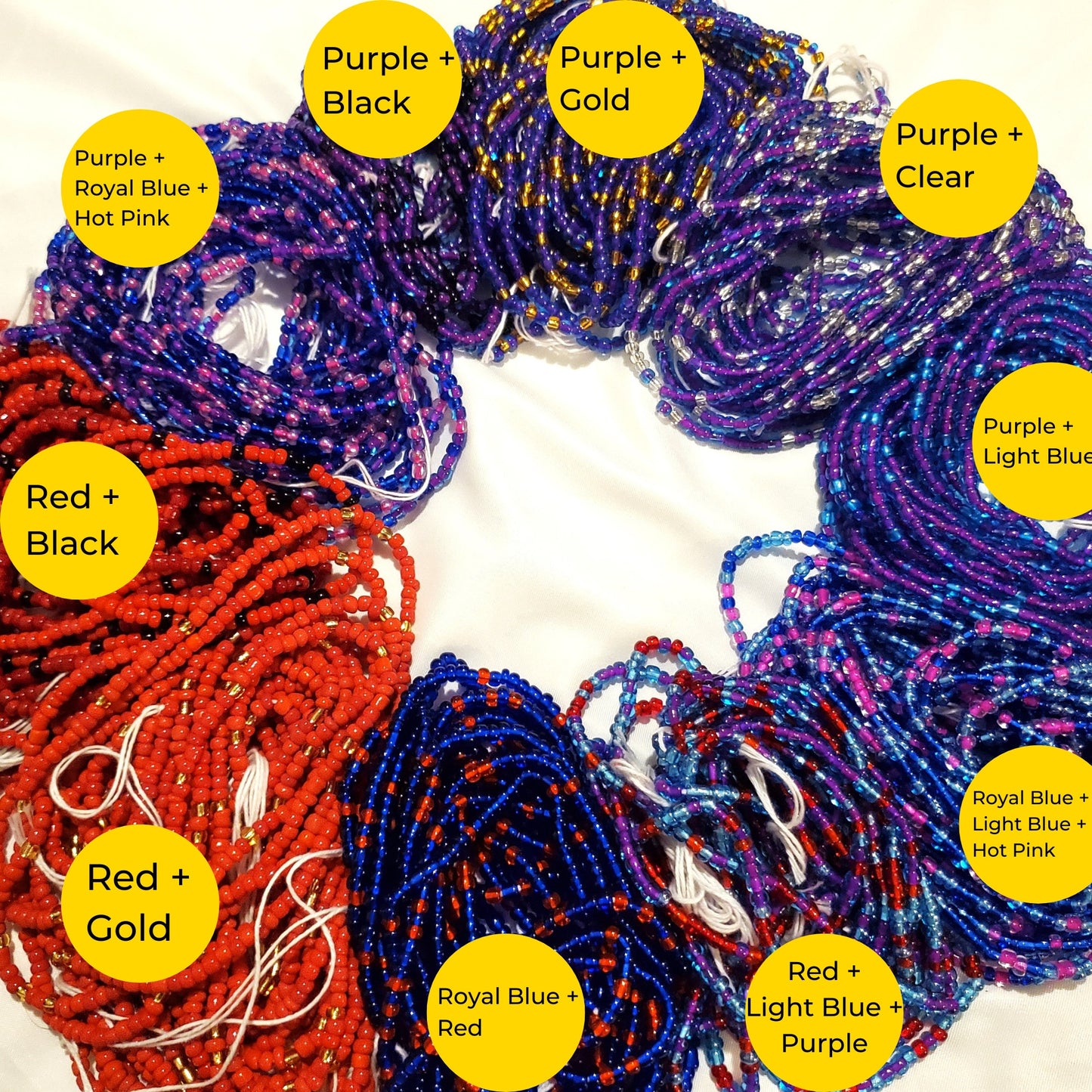 Purple and Red "Regal Vibes" Tie-On African Waist Beads